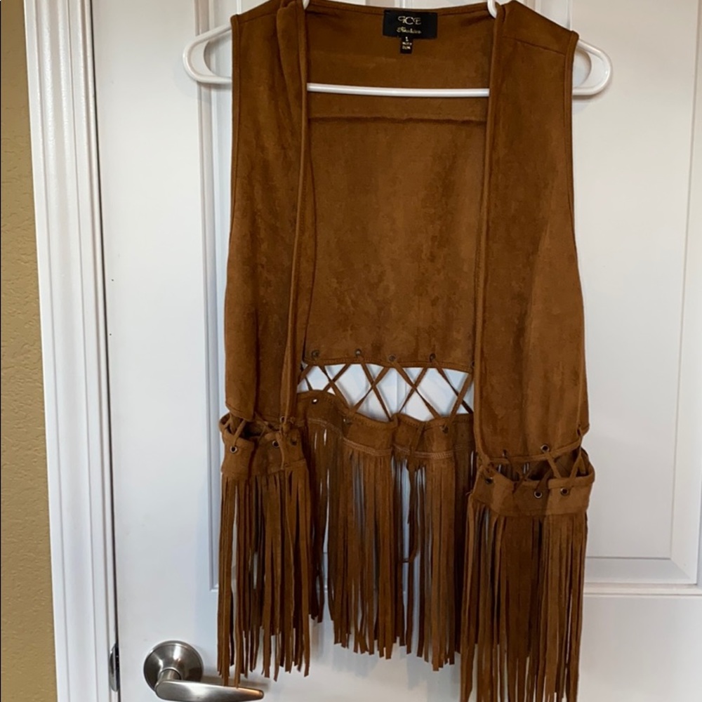Suede fringe vest